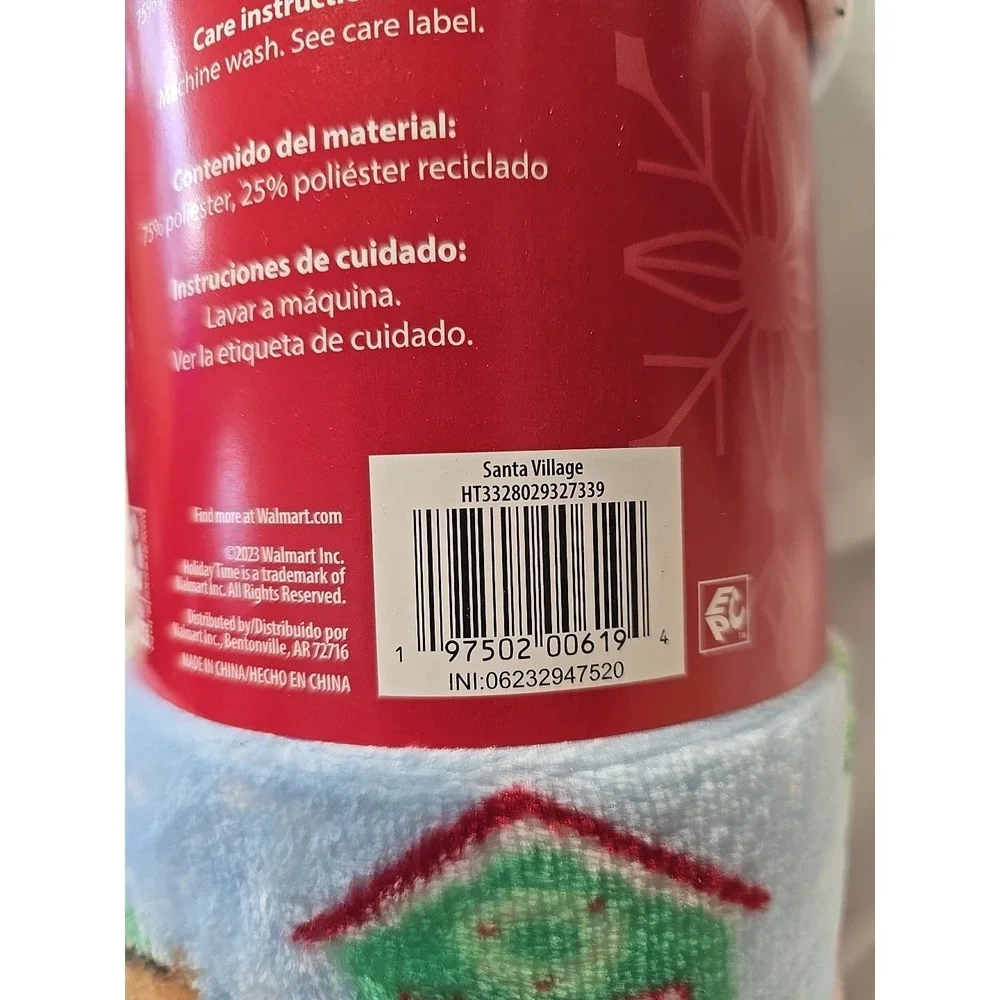 Santa Village Holiday Time Plush Throw 48in X 58in New